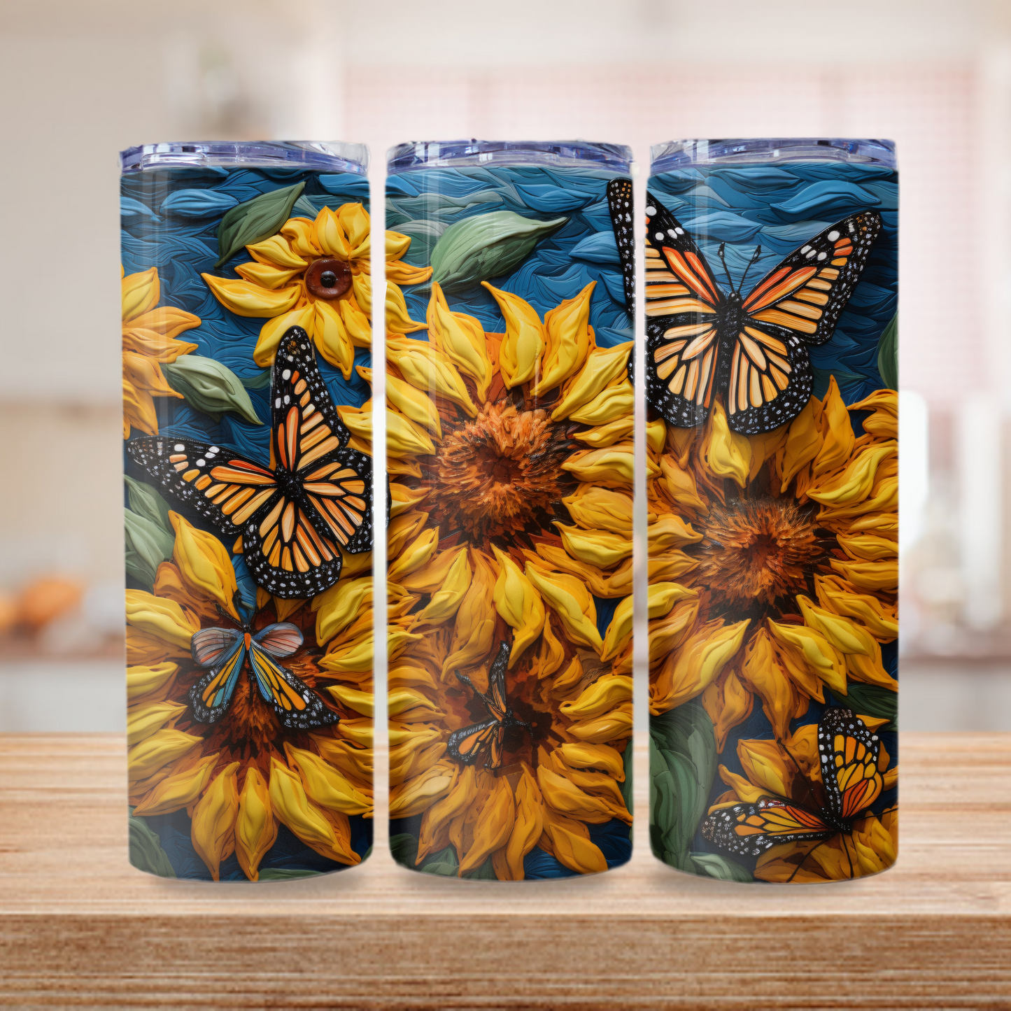 Sunflower Tumbler Wrap Sublimation Design 20oz Skinny Tumbler Digital Download PNG Sunflower PNG Butterflies PNG