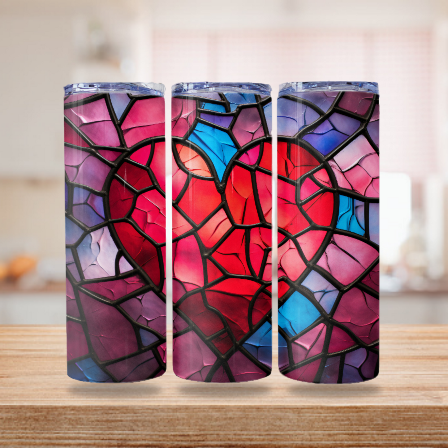 Heart Stained Glass Tumbler Wrap Design 20z Tumbler Digital Download PNG, Digital File sublimation Tumbler Wrap Love PNG, Hearts PNG
