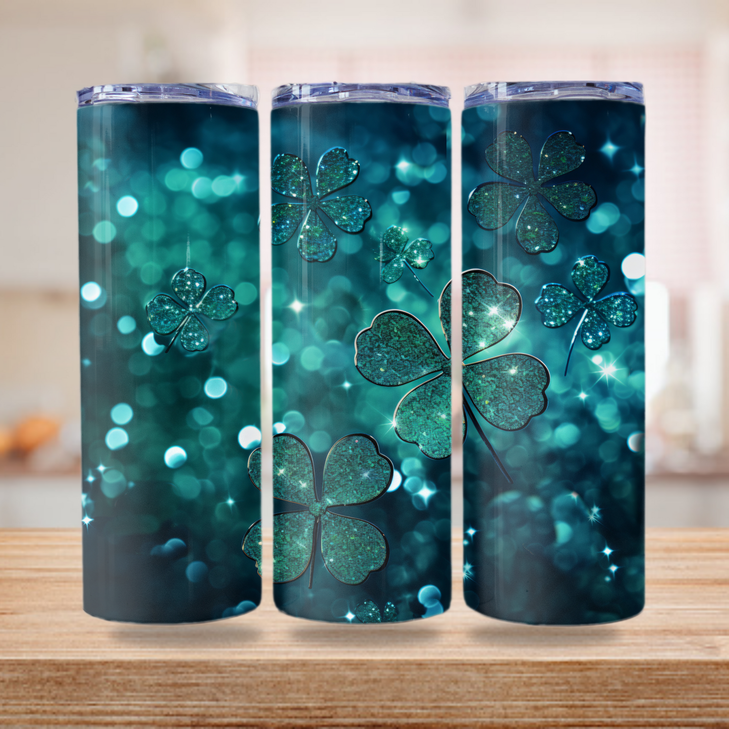 St. Patrick's Day Glitter Tumbler Wrap Design 20oz Tumbler Digital Download PNG Sublimation Tumbler Wrap Irish Clover