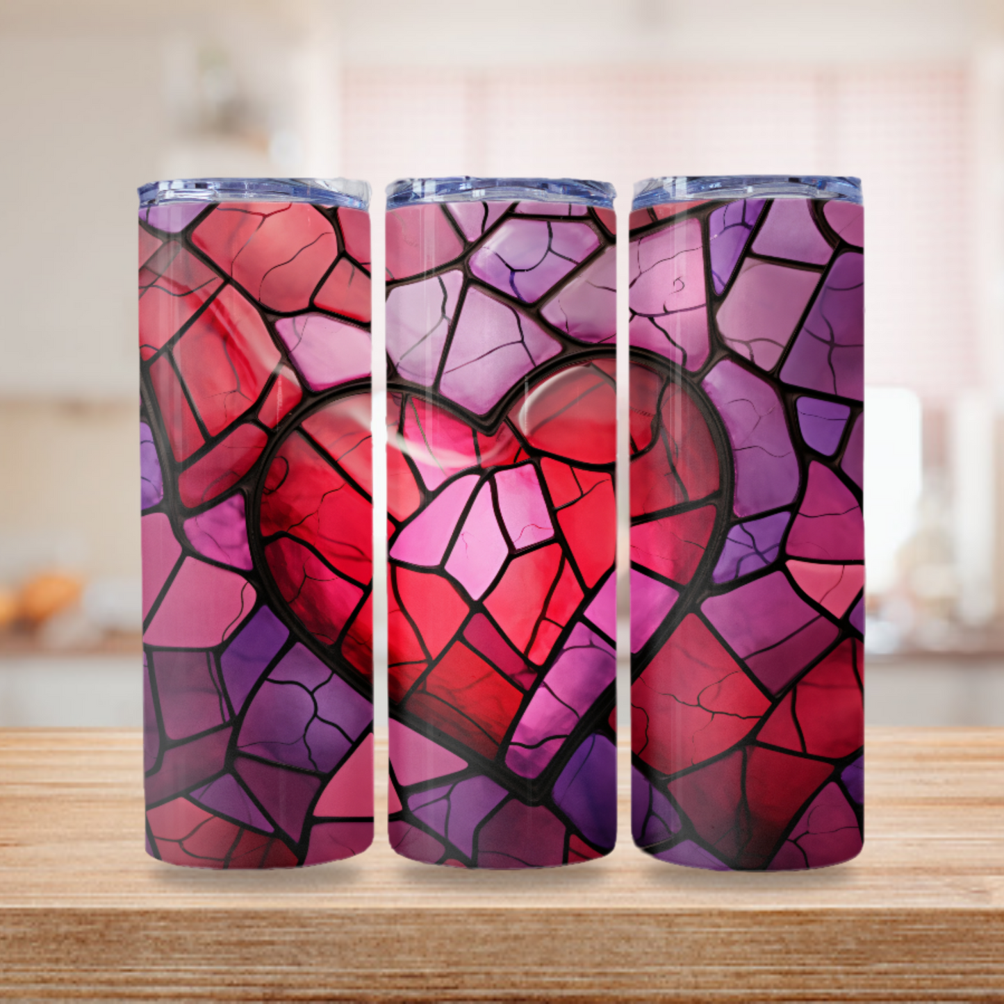 Heart Stained Glass Tumbler Wrap Design 20z Tumbler Digital Download PNG, Digital File sublimation Tumbler Wrap Love PNG, Hearts PNG