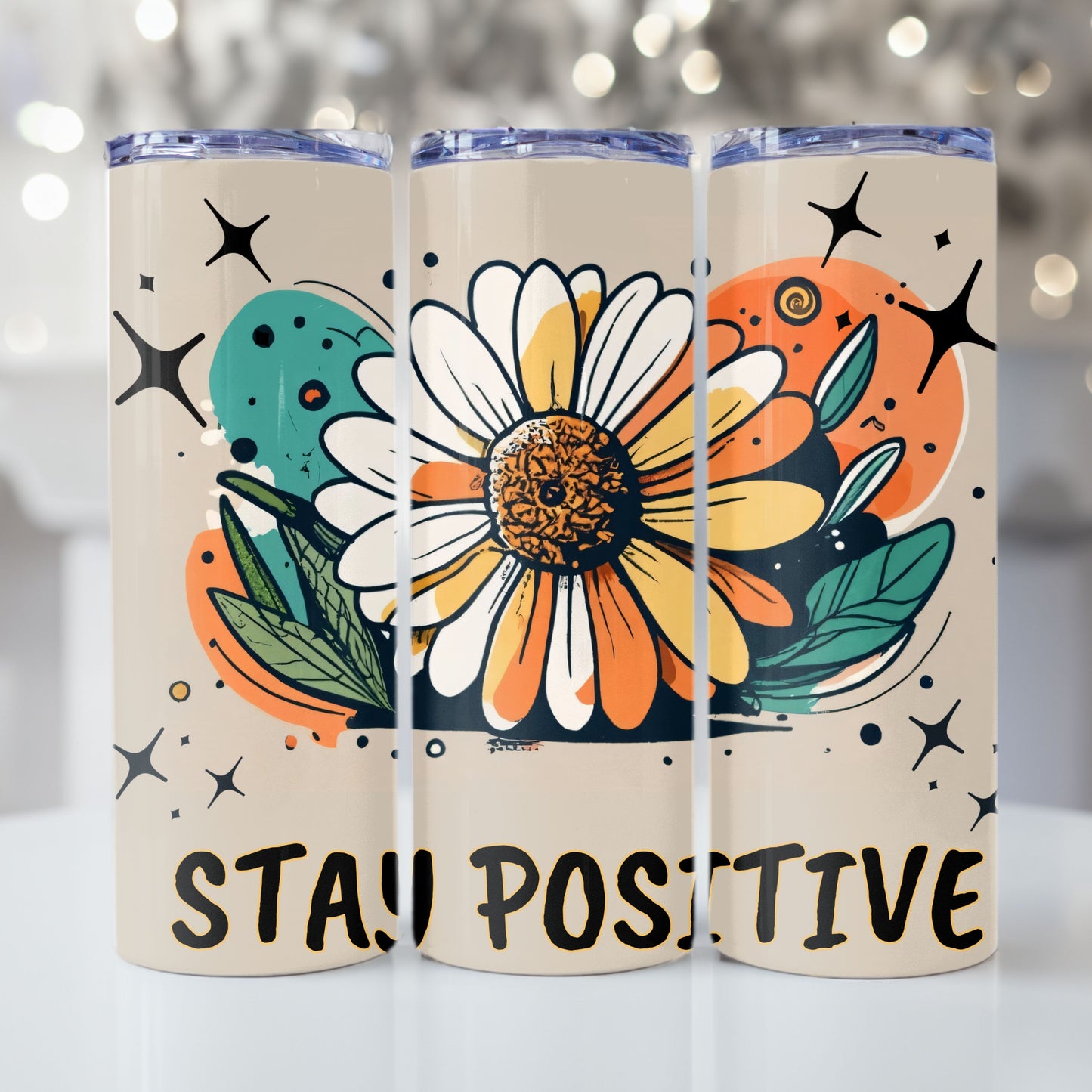 Daisy Tumbler Wrap 20z Skinny Tumbler Sublimation Design Digital Download PNG Colorful Tumbler Wrap, Positive PNG