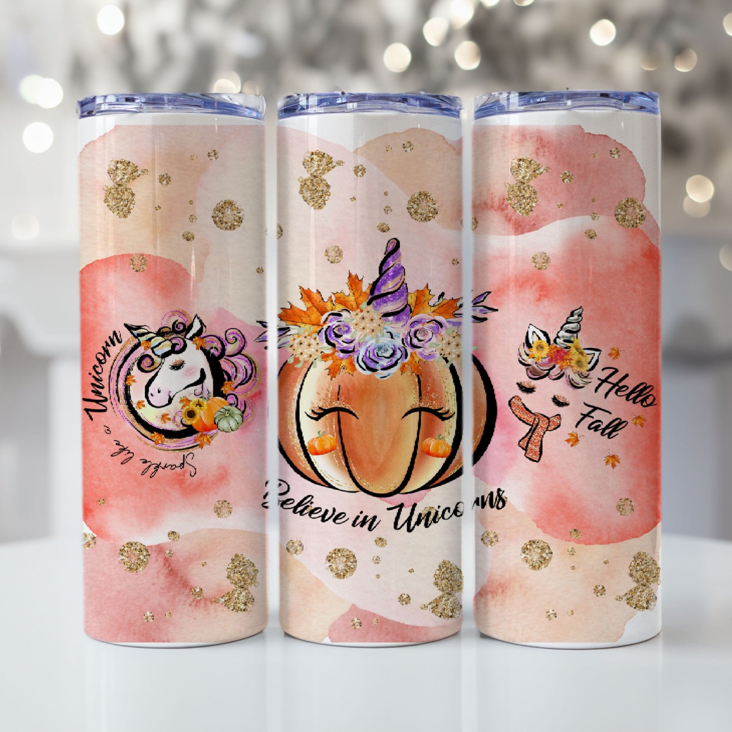 Unicorn Tumbler Wrap Fall Sublimation Design Skinny Tumbler Digital Download PNG Autumn Tumbler Wrap Fall Unicorn Design Pumpkin Tumbler