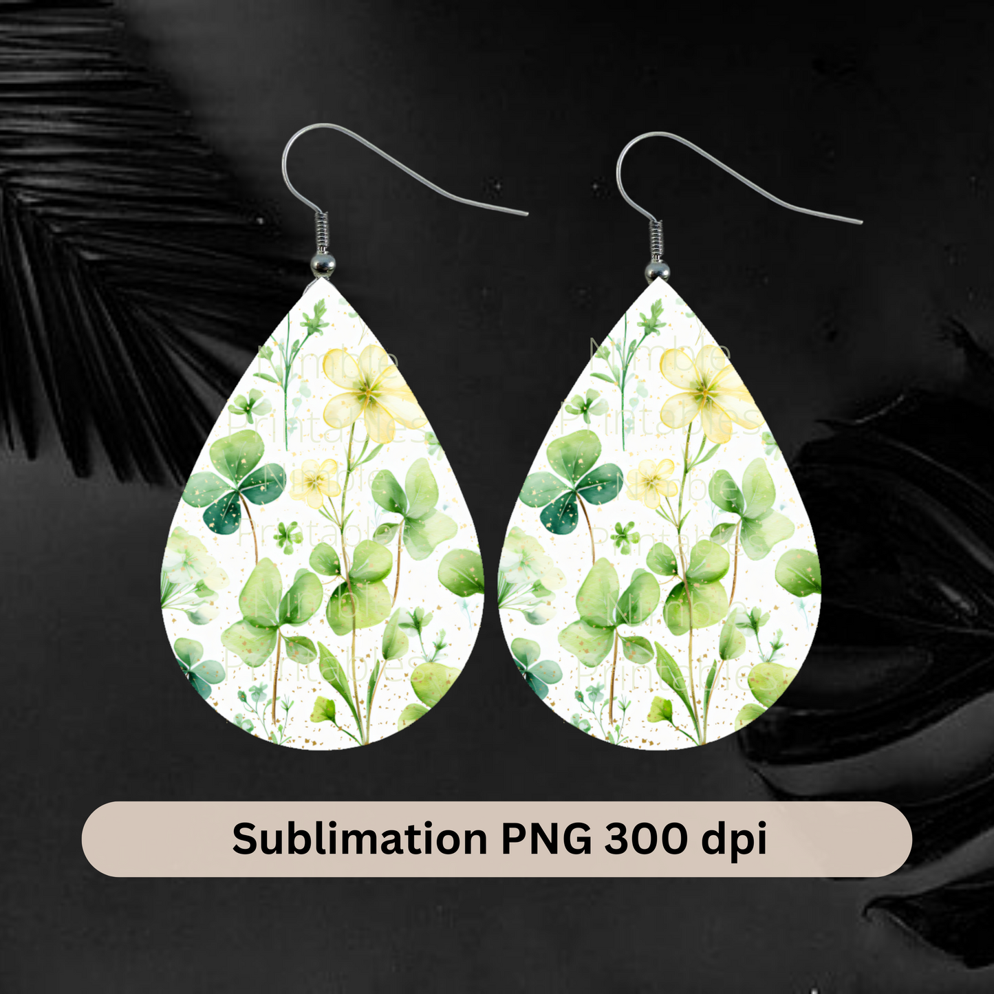 Teardrop Earring PNG Earrings Shamrock Teardrop Earring PNG Sublimation Earring Designs Digital Download Instant Download Clover PNG