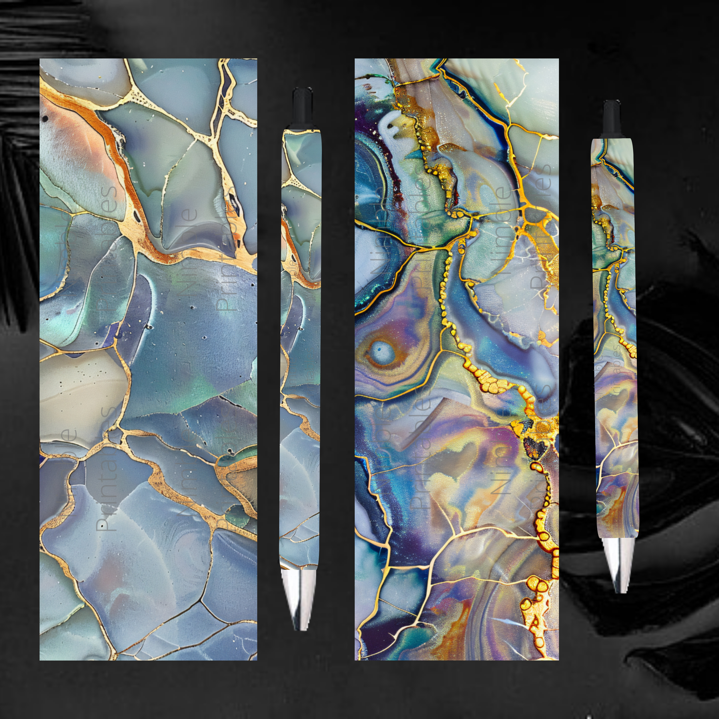 Pen Wraps PNG, Marble PNG, Pen Wrap Waterslide, Ink Joy pen wraps, Glitter pen wraps, Kintsugi PNG, Digital Downloads, Instant Download