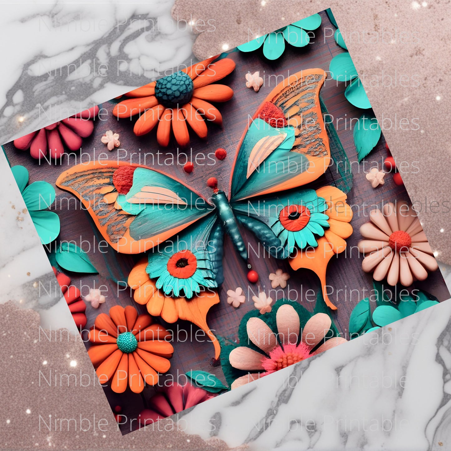 Butterfly Tumbler Wrap Butterfly Design Tumbler Sublimation Design 20oz Skinny Tumbler Digital Download PNG Straight Skinny Tumbler Boho