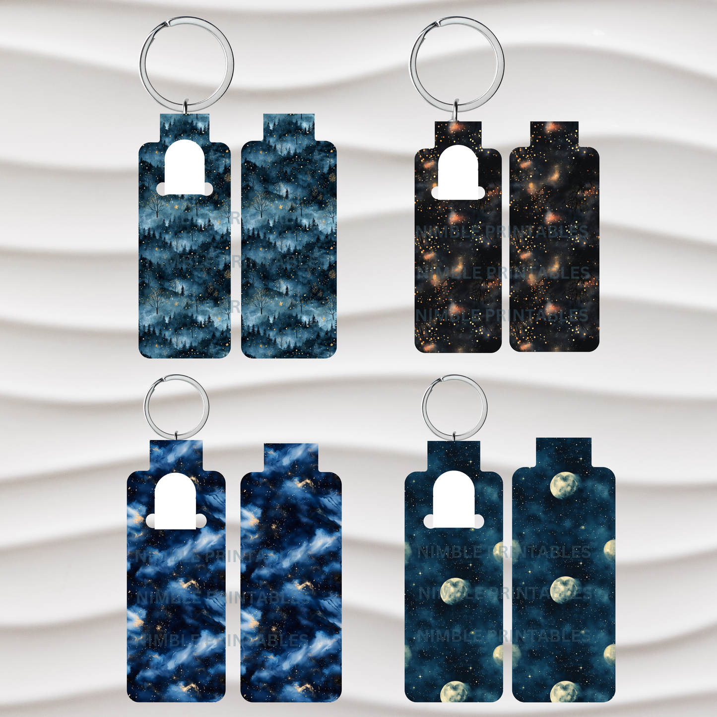 Celestial Night Sky Skinny Lip Balm Holder PNG Sublimation Bundle Key Ring Tag Fob Digital Downloads, Instant Download Galaxy PNG Space PNG