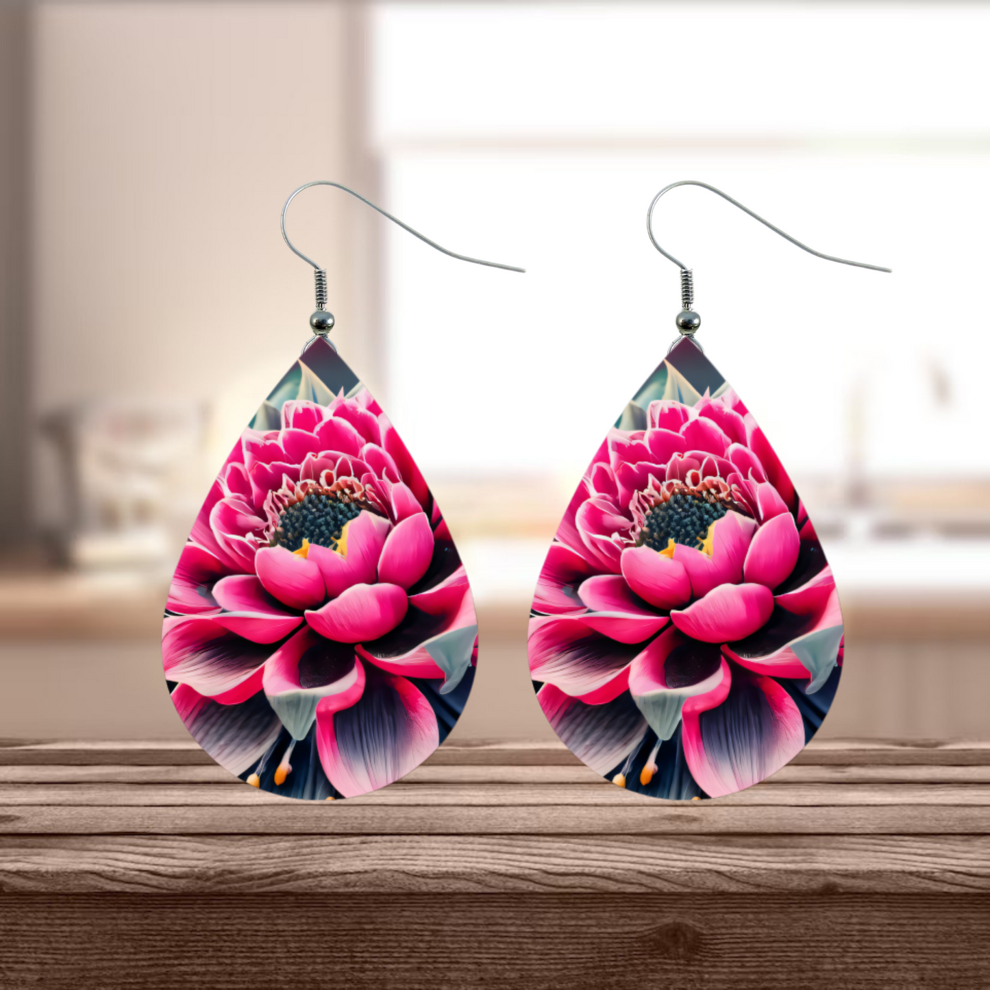 Teardrop Earrings PNG Succulent PNG Sublimation Earring Designs Floral PNG Sublimation Prints Digital Download Instant Download Pink Png