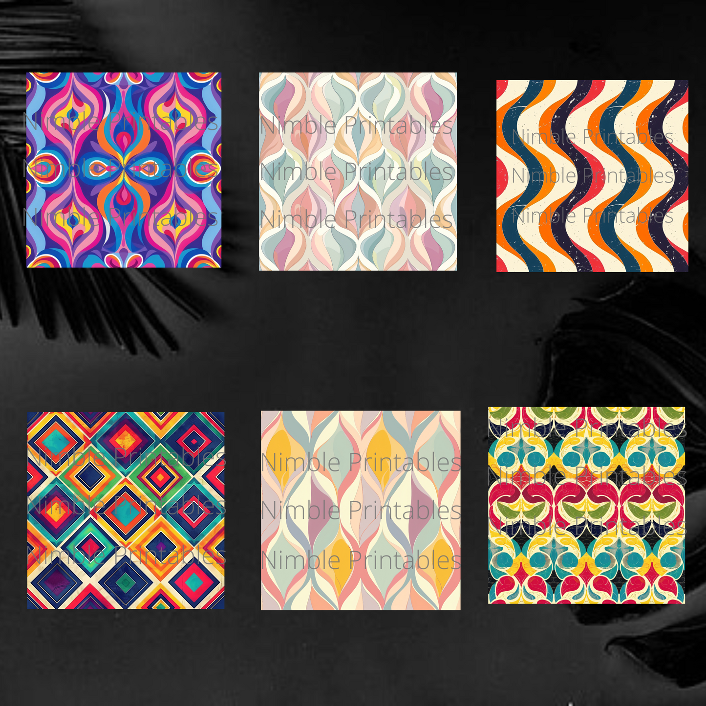 Retro Prints Square Coaster PNG, Square Coaster PNG, Instant Downloads Sublimation Design, Groovy PNG, Trendy png, 300 dpi