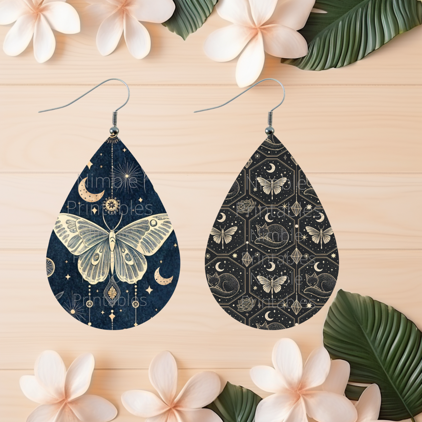 Teardrop Earring PNG Earrings Butterfly, Snake, Scarab, Sublimation Earring Designs Digital Download Instant Download, moon png