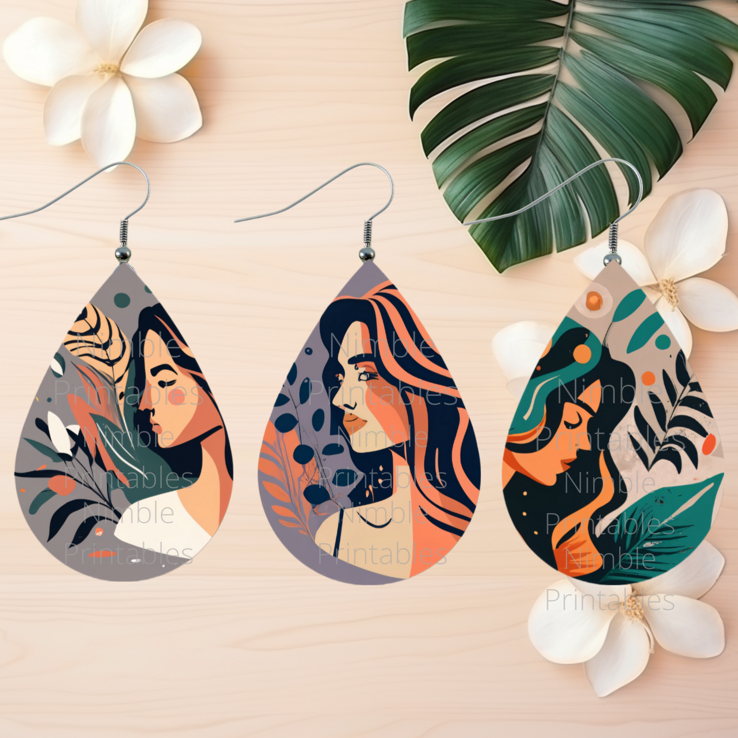 Teardrop Earring PNG Earrings Boho Teardrop Earring PNG Sublimation Earring Designs Digital Download Instant Download Women PNG