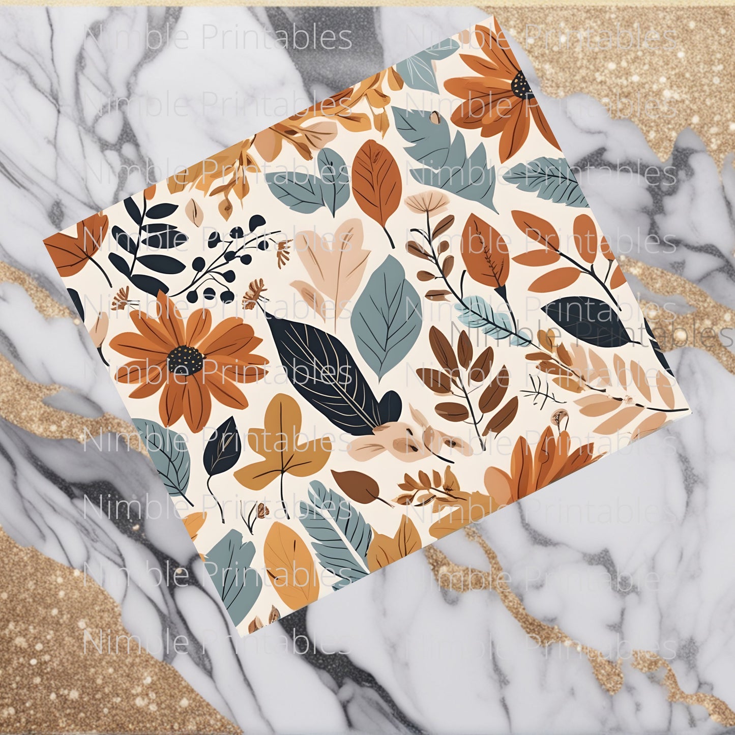 Autumn Floral Tumbler Wrap Sublimation 20 oz Skinny Tumbler Digital Download PNG, Floral Tumbler Wrap Straight Skinny Tumbler Design Boho