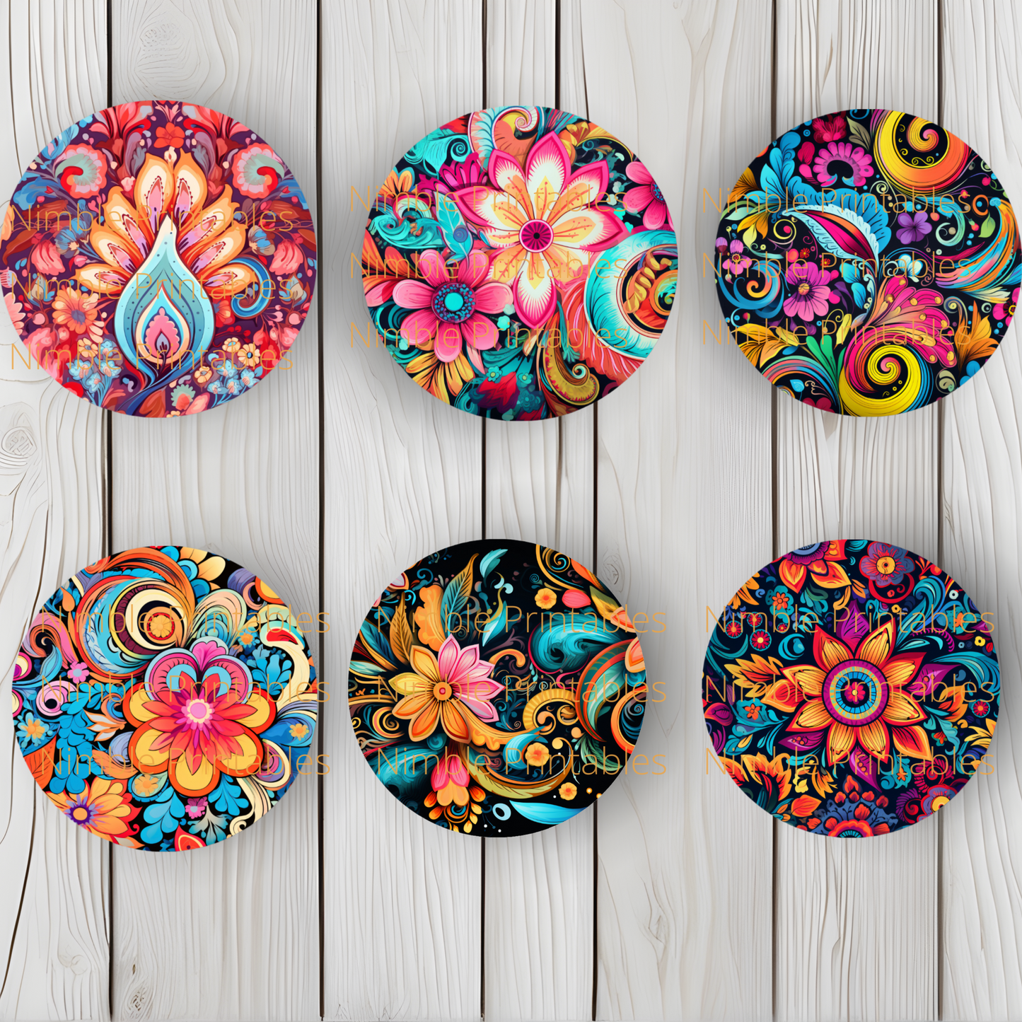Boho Hippie Floral Car Coaster PNG, Floral, Car Coaster PNG, Boho PNG, Instant Downloads Sublimation Design Car Accessories Hippie png