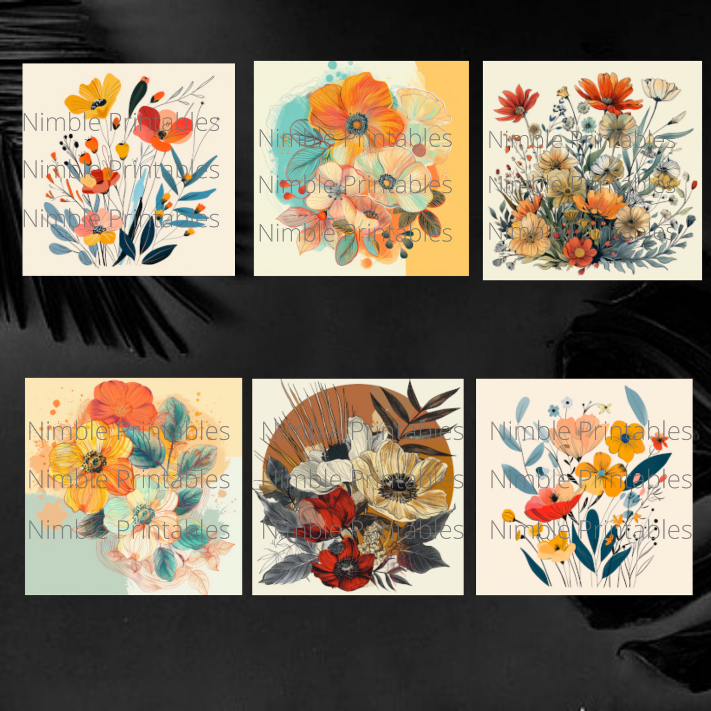 Vintage Boho Floral Square Coaster PNG, Coaster Bundle, Floral png, Boho PNG, Instant Downloads Sublimation Design
