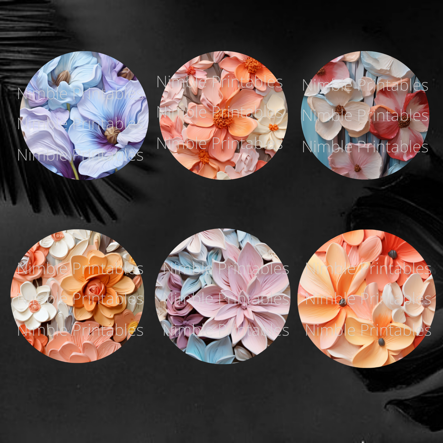 3D Floral Car Coaster PNG, Floral PNG, Car Coaster PNG, Instant Downloads Sublimation Design Car Accessories