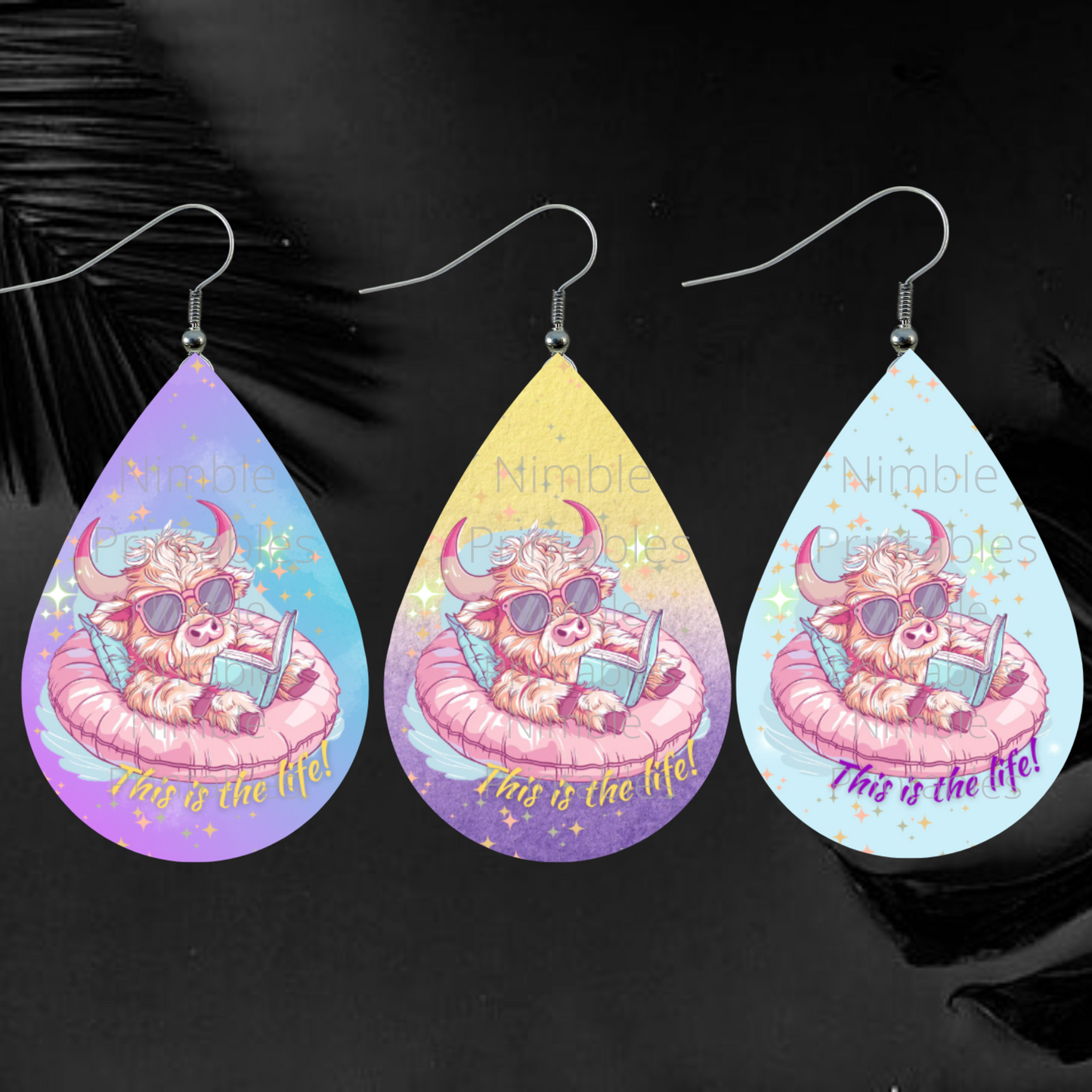 Teardrop Earring PNG Highland Cow Earrings Bundle PNG Sublimation Earring Designs Digital Download Instant Download Summer PNG