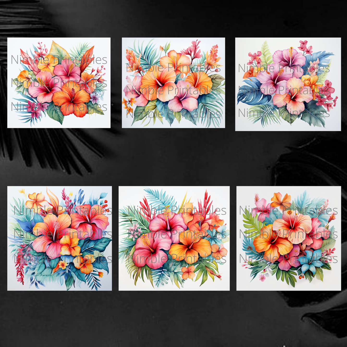 Tropical Boho Floral Square Coaster png, Coaster Bundle, Floral png, Boho png, Instant Downloads Sublimation Design