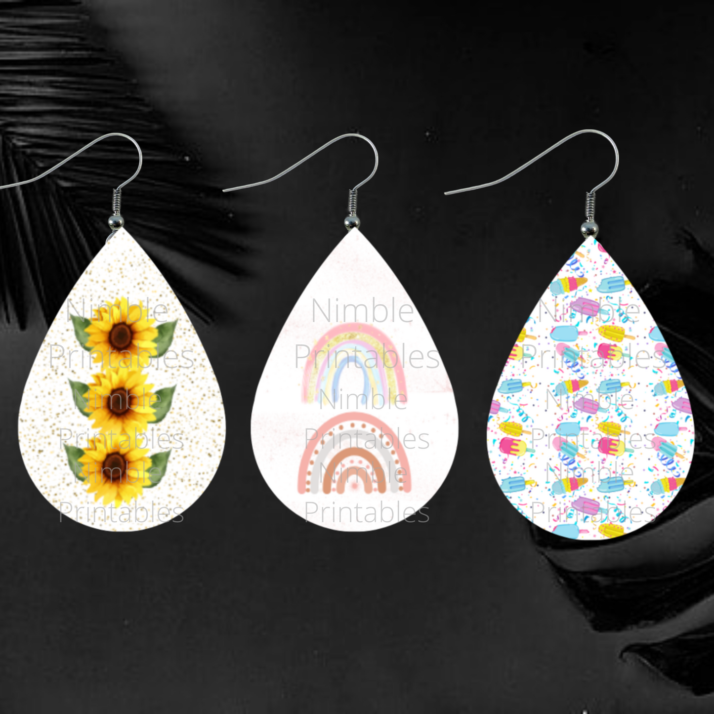 Teardrop Earring Bundle PNG Summer png Beach png, Sunflower png, Sun png Sublimation Design Digital Download Instant Download