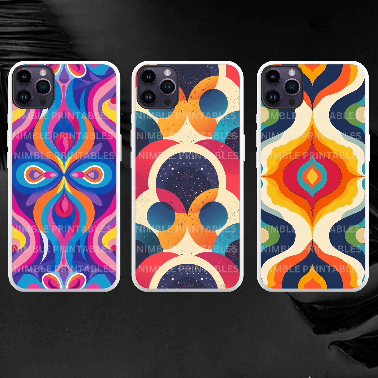 Retro Print Phone Case Sublimation, Phone Case PNG, Phone Case Design, Digital Download, Groovy PNG, Trendy PNG, Template for Custom Cases