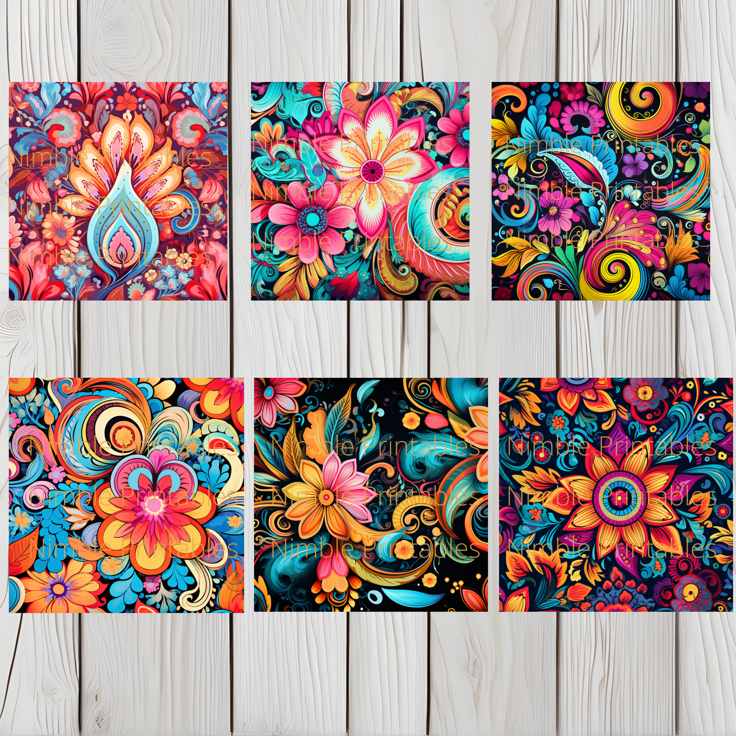 Boho Hippie Floral Square Coaster PNG, Coaster Bundle, Floral png, Boho PNG, Instant Downloads Sublimation Design Hippie png