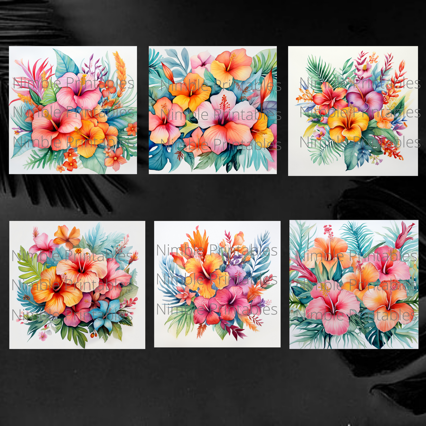 Tropical Boho Floral Square Coaster png, Coaster Bundle, Floral png, Boho png, Instant Downloads Sublimation Design