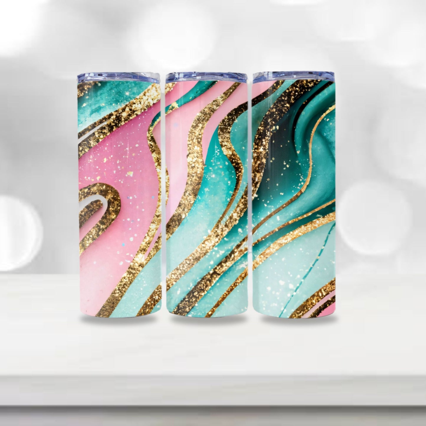 Pink & Gold Glitter Tumbler Wrap 20oz Skinny Tumbler Sublimation Design Digital Download PNG Colorful Vibrant Tumbler Design