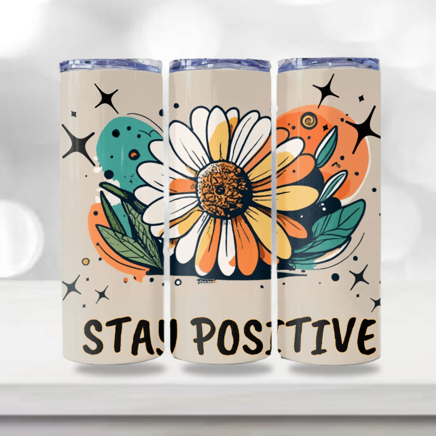 Daisy Tumbler Wrap 20z Skinny Tumbler Sublimation Design Digital Download PNG Colorful Tumbler Wrap, Positive PNG