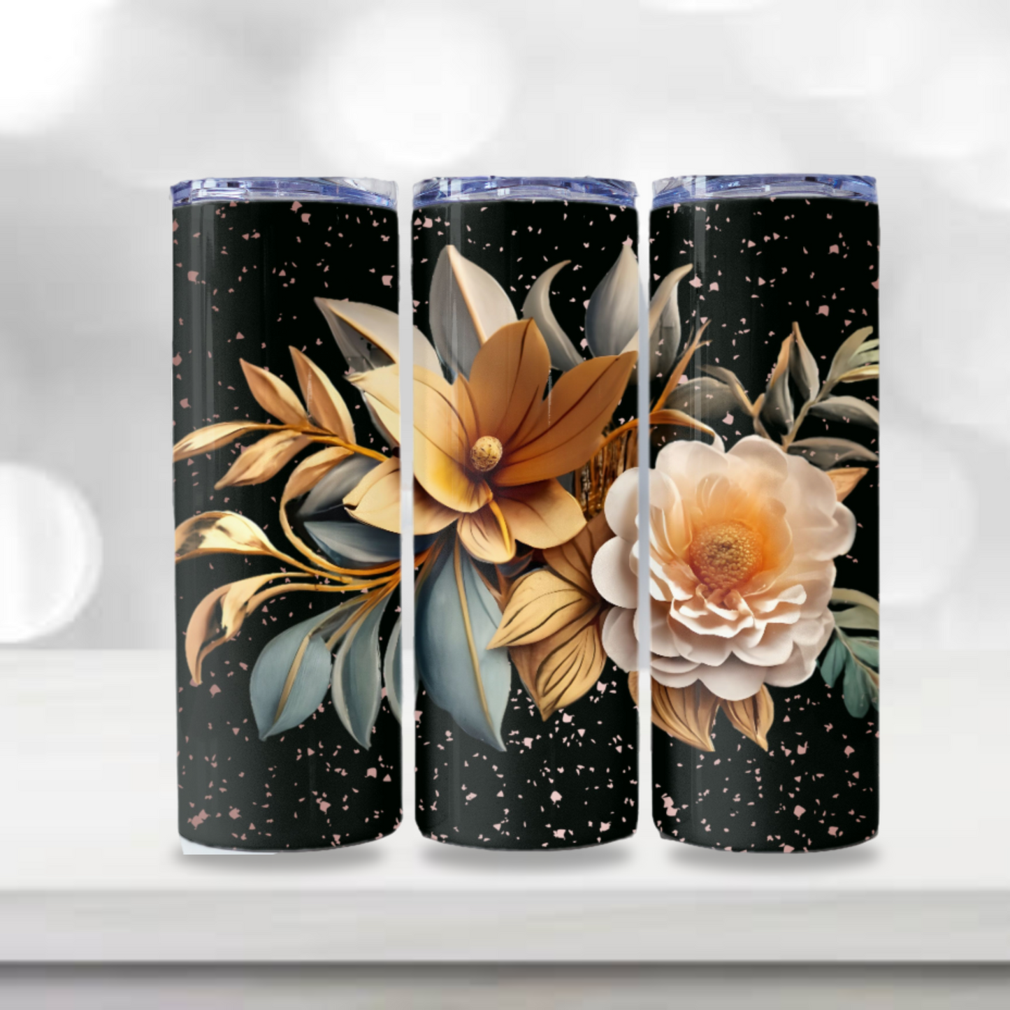 3D Floral Tumbler Wrap 20z Skinny Tumbler Sublimation Design Digital Download PNG, Colorful Tumbler Wrap, Floral Print