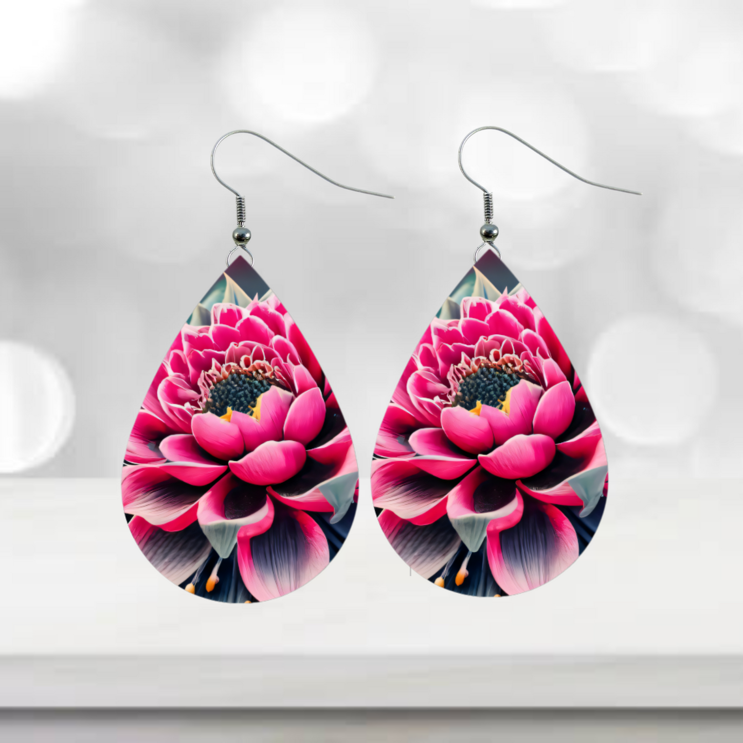 Teardrop Earrings PNG Succulent PNG Sublimation Earring Designs Floral PNG Sublimation Prints Digital Download Instant Download Pink Png