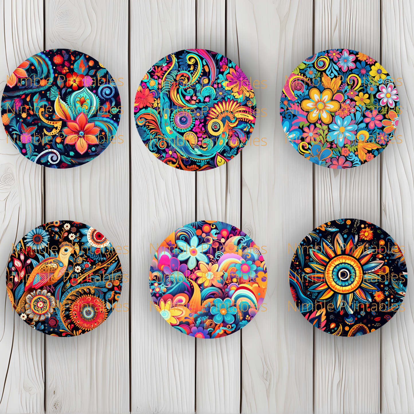 Boho Hippie Floral Car Coaster PNG, Floral, Car Coaster PNG, Boho PNG, Instant Downloads Sublimation Design Car Accessories Hippie png