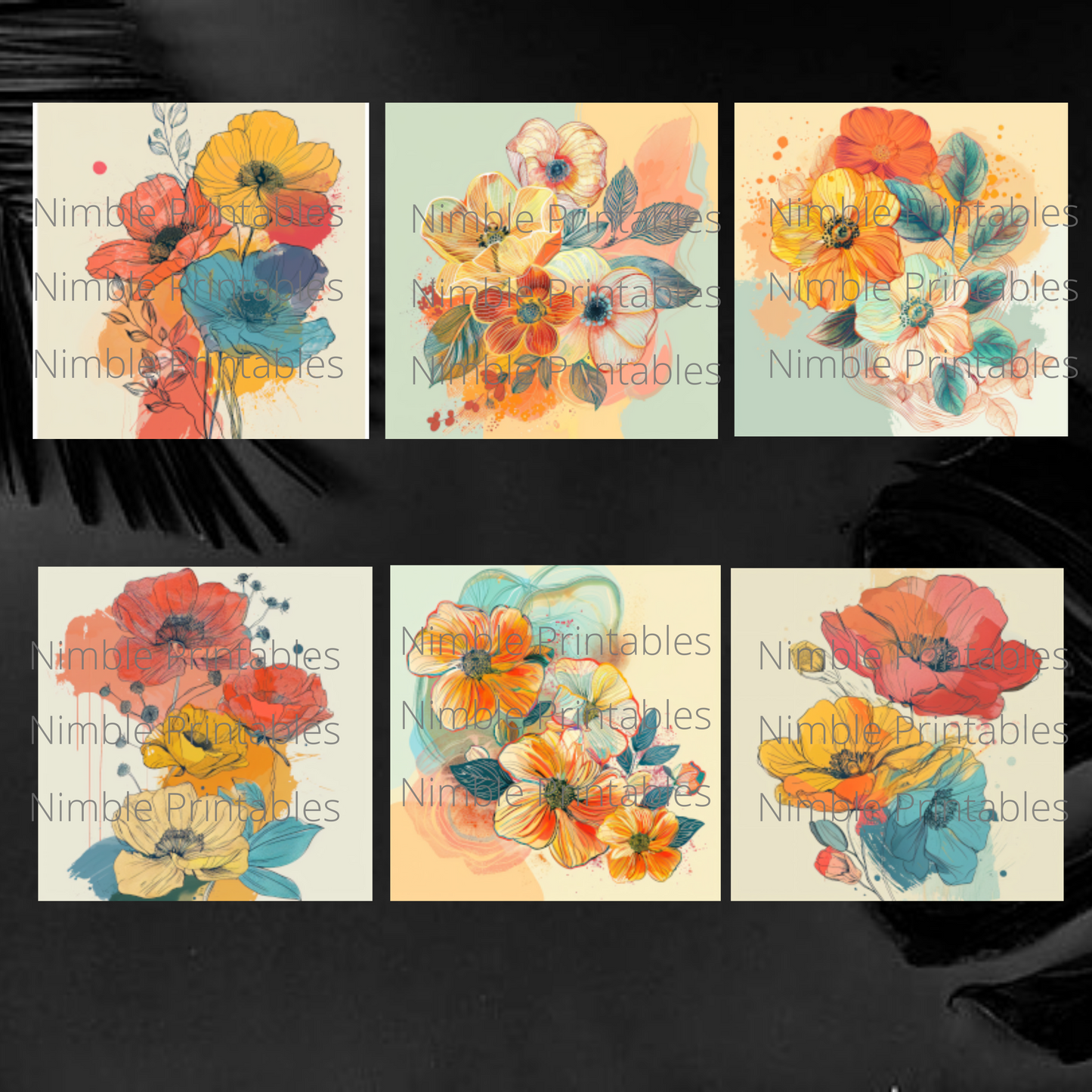 Vintage Boho Floral Square Coaster PNG, Coaster Bundle, Floral png, Boho PNG, Instant Downloads Sublimation Design