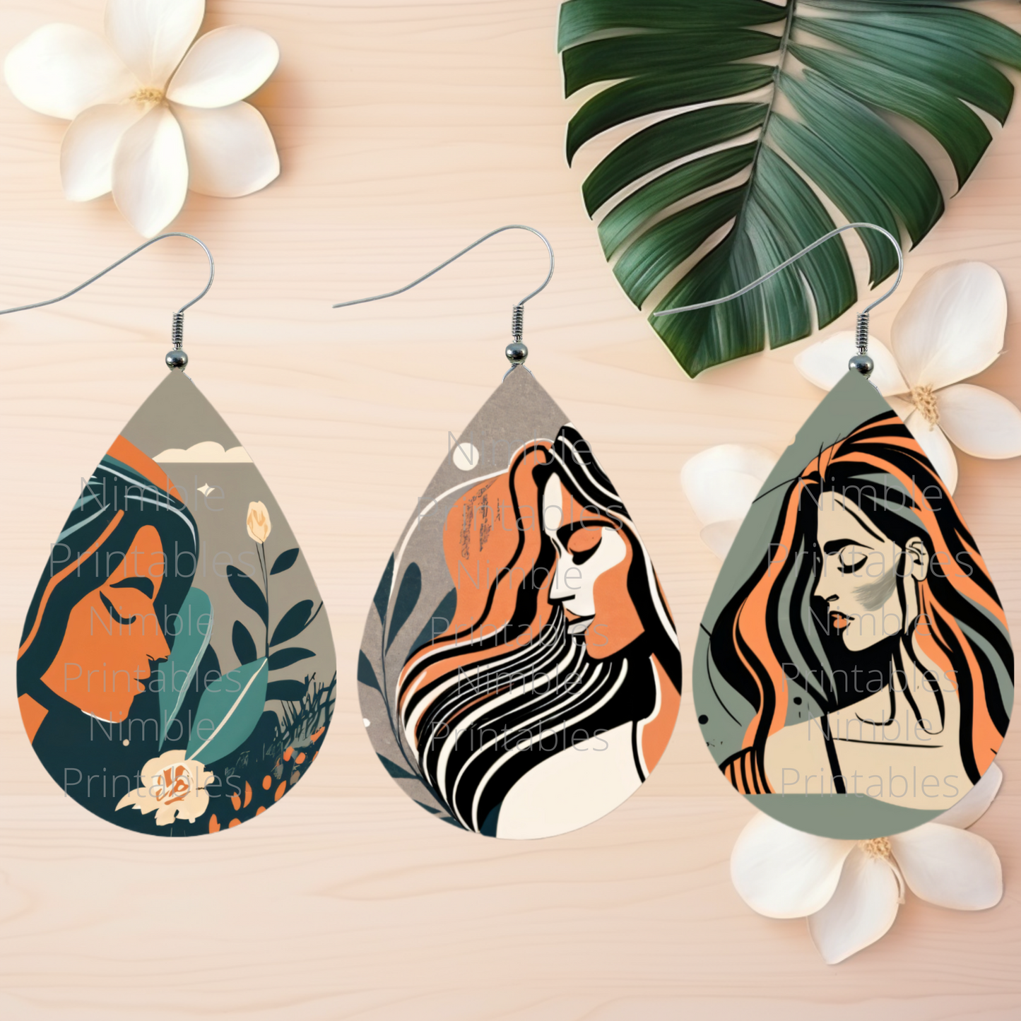 Teardrop Earring PNG Earrings Boho Teardrop Earring PNG Sublimation Earring Designs Digital Download Instant Download Women PNG