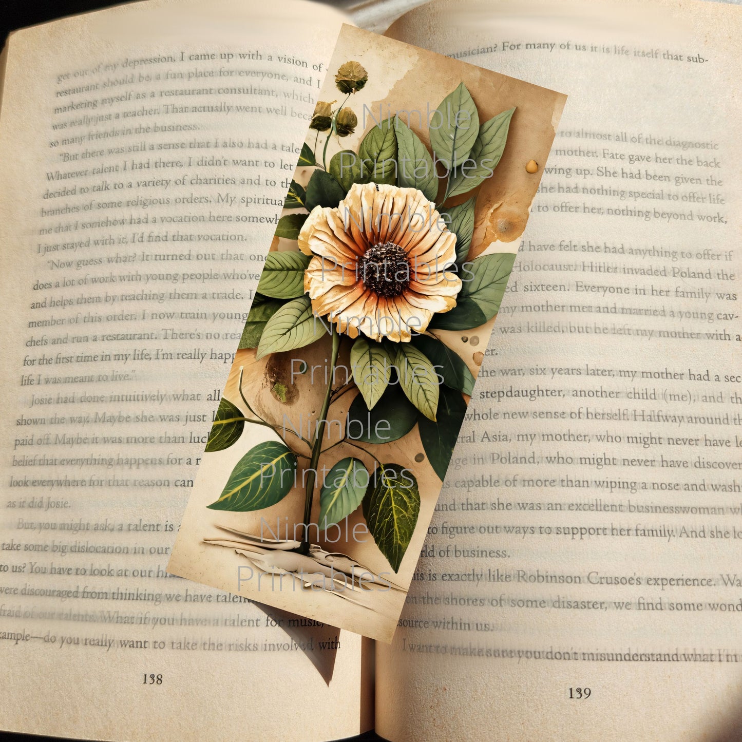 Printable Bookmarks Bundle Vintage Floral, Digital Download, Printable Bookmark Set, 25 PNG and 25 JPG Bookmark Sublimation