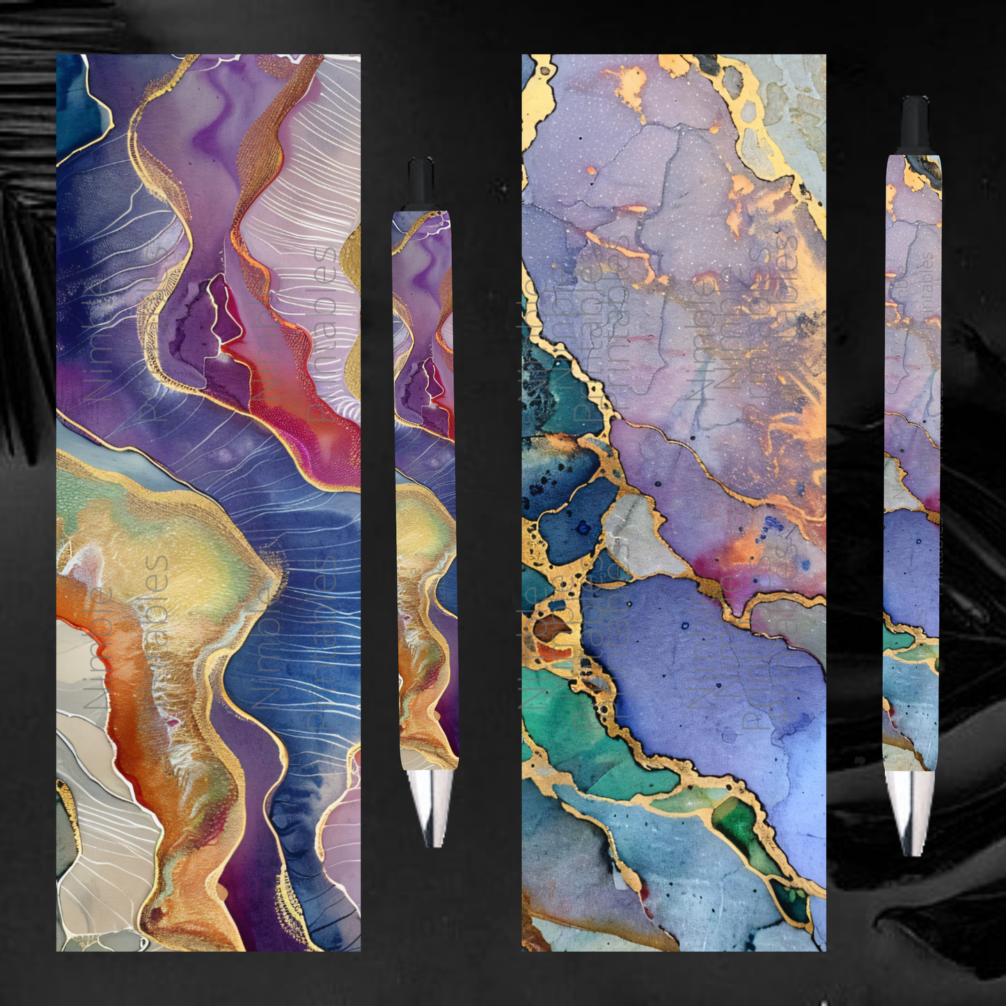 Pen Wraps PNG, Marble PNG, Pen Wrap Waterslide, Ink Joy pen wraps, Glitter pen wraps, Kintsugi PNG, Digital Downloads, Instant Download