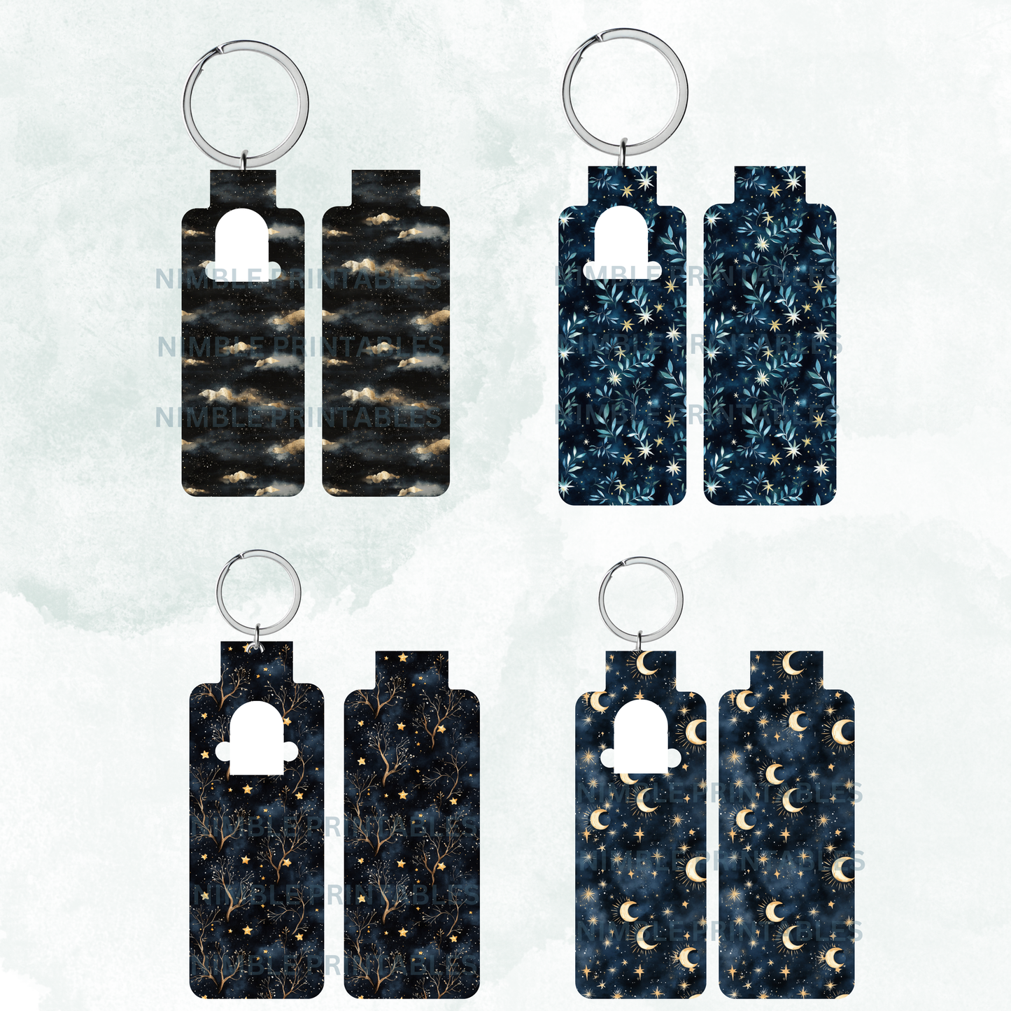 Celestial Night Sky Skinny Lip Balm Holder PNG Sublimation Bundle Key Ring Tag Fob Digital Downloads, Instant Download Galaxy PNG Space PNG