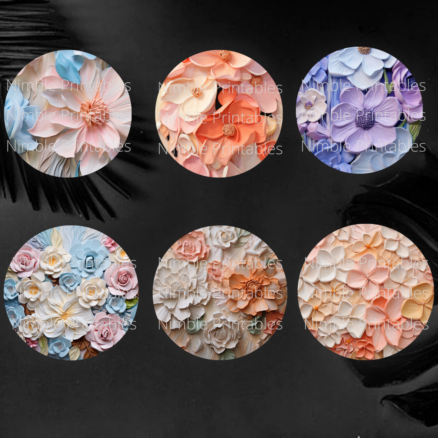 3D Floral Car Coaster PNG, Floral PNG, Car Coaster PNG, Instant Downloads Sublimation Design Car Accessories