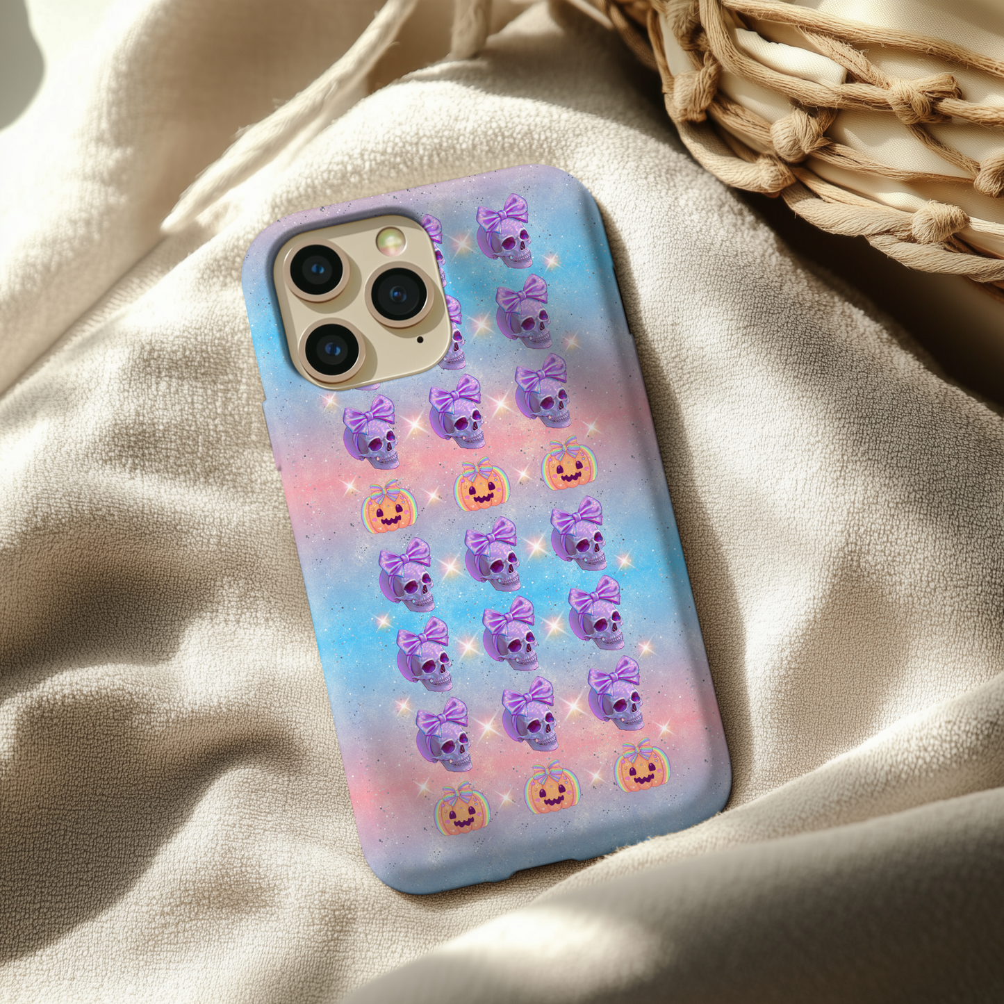 Pastel Iridescent Skull iPhone Case Cute Halloween Phone Cover Tough Cases Alternative Phone Case Gift for Her Goth Phone Case