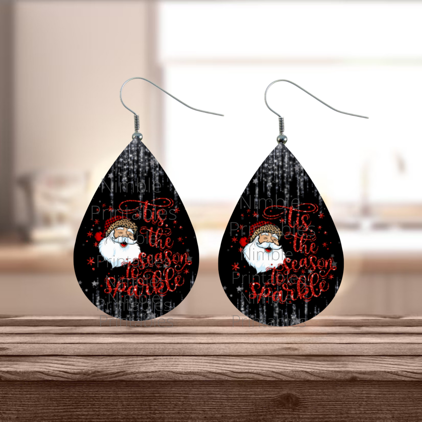 Teardrop Earring PNG Bundle Christmas Earrings Sublimation Earring Designs Digital Download Instant Download Christmas PNG, Santa PNG