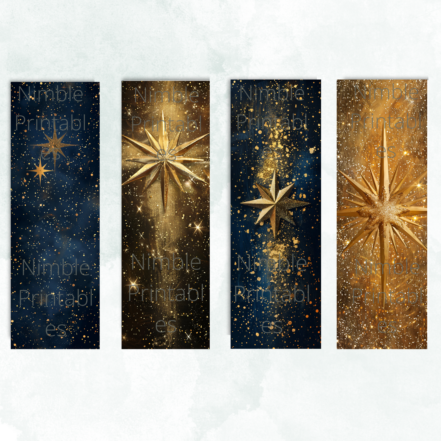 Printable Bookmarks Bundle Celestial Stars, Digital Downloads, Watercolor Bookmark, 32 PNG and 32 JPG Bookmark Sublimation Star PNG