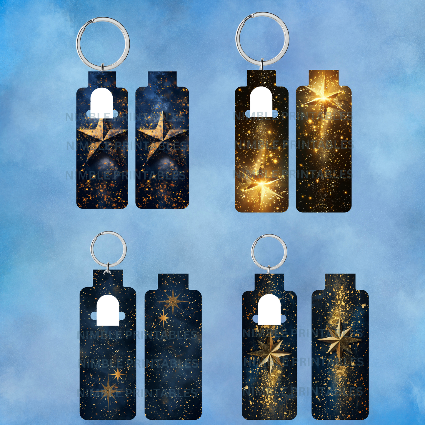Celestial Stars Skinny Lip Balm Sublimation Bundle 32 Skinny Lip Balm Holder PNGs Key Ring Tag Fob Digital Downloads, Instant Download