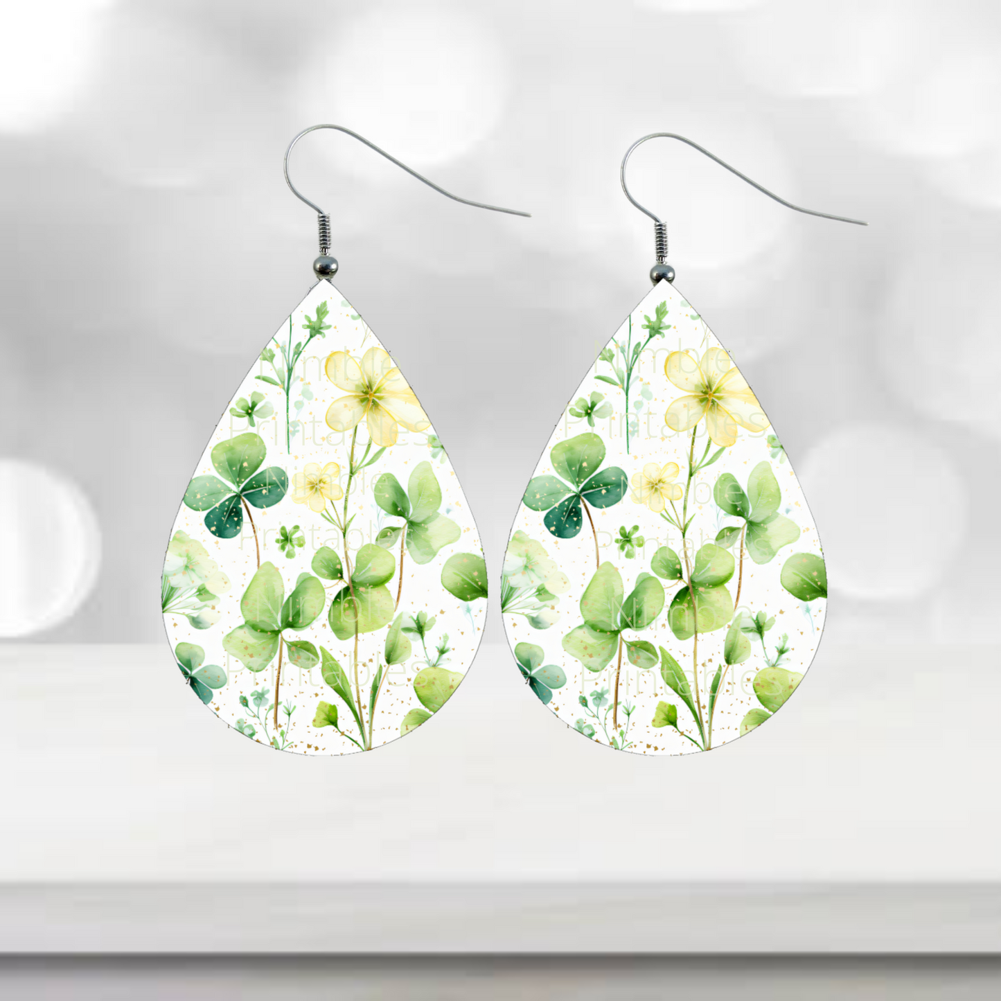 Teardrop Earring PNG Earrings Shamrock Teardrop Earring PNG Sublimation Earring Designs Digital Download Instant Download Clover PNG