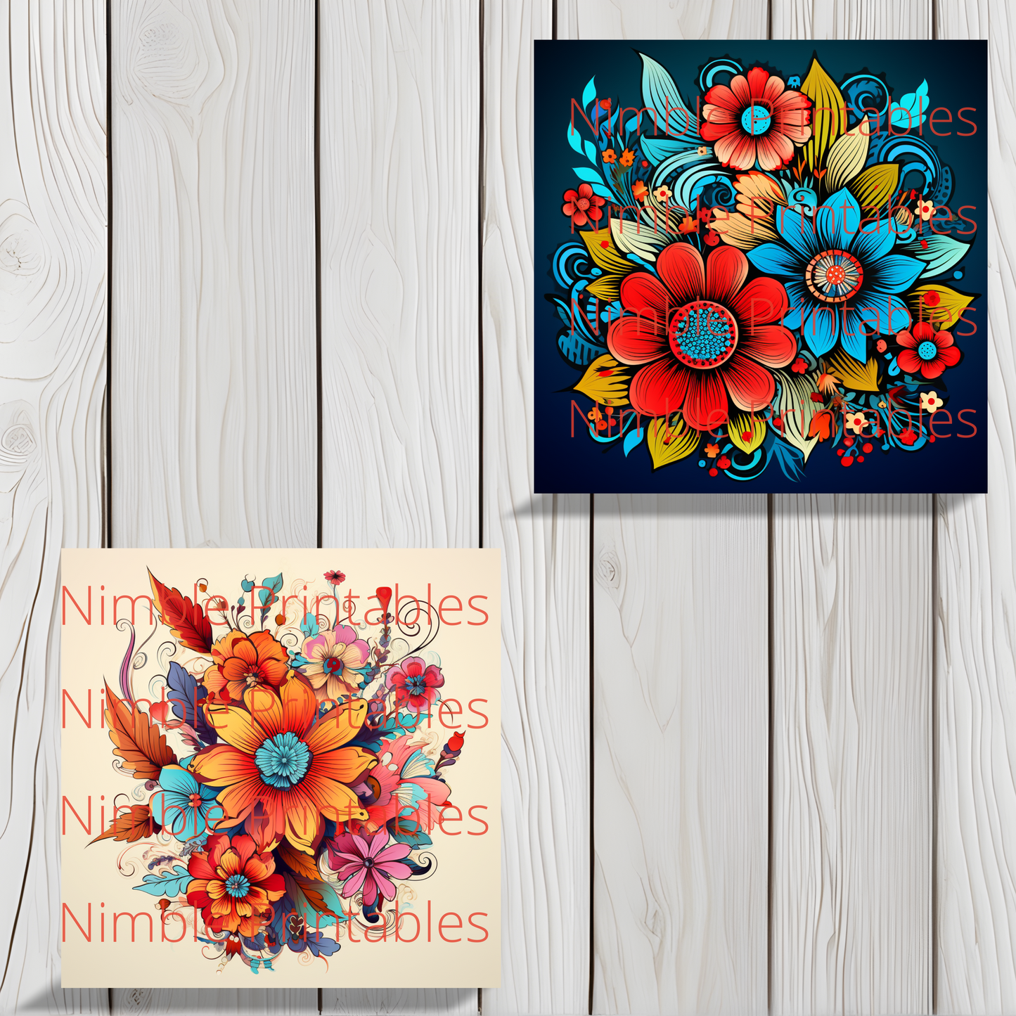 Boho Floral Square Coaster PNG, Coaster Bundle, Floral png, Boho PNG, Instant Downloads Sublimation Design