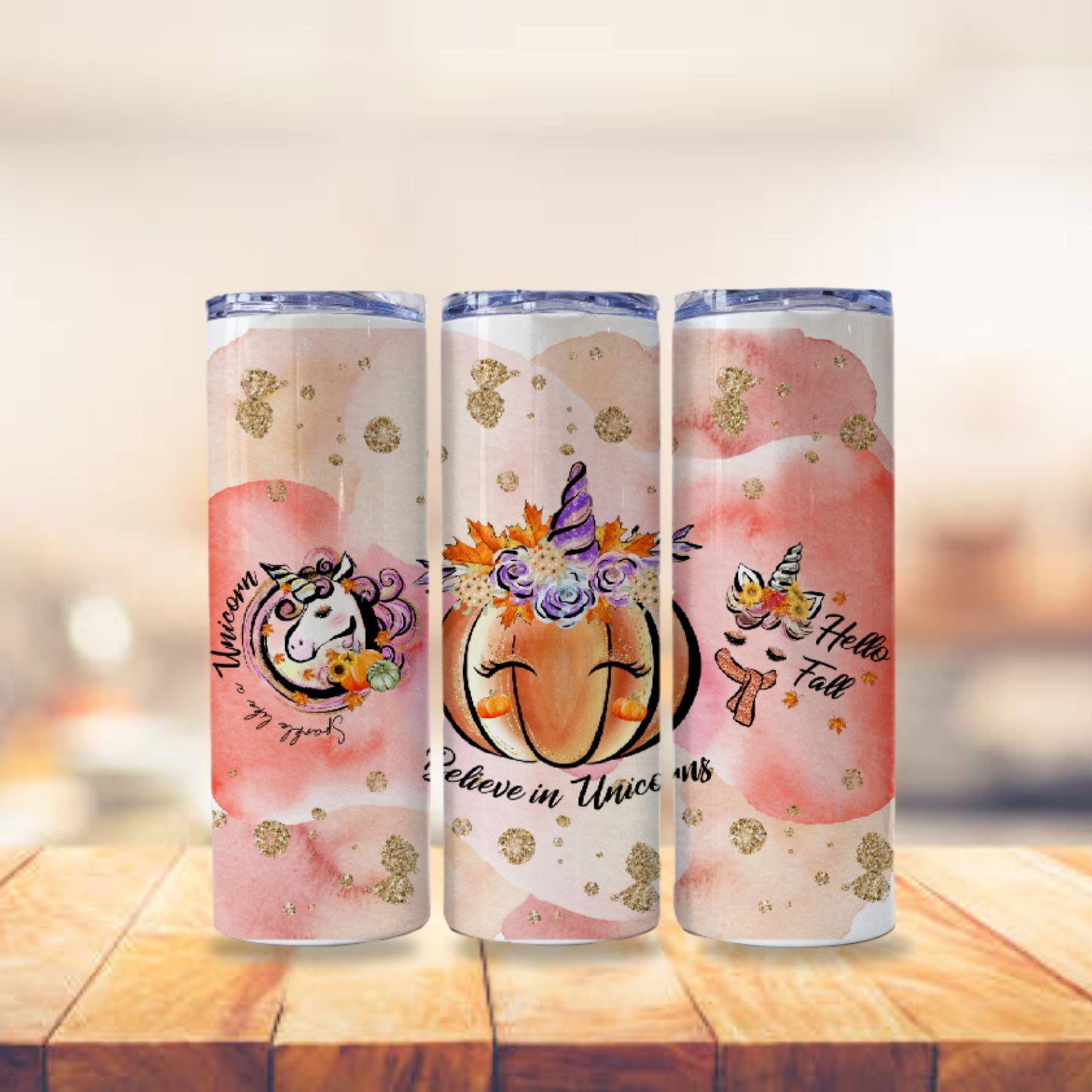 Unicorn Tumbler Wrap Fall Sublimation Design Skinny Tumbler Digital Download PNG Autumn Tumbler Wrap Fall Unicorn Design Pumpkin Tumbler