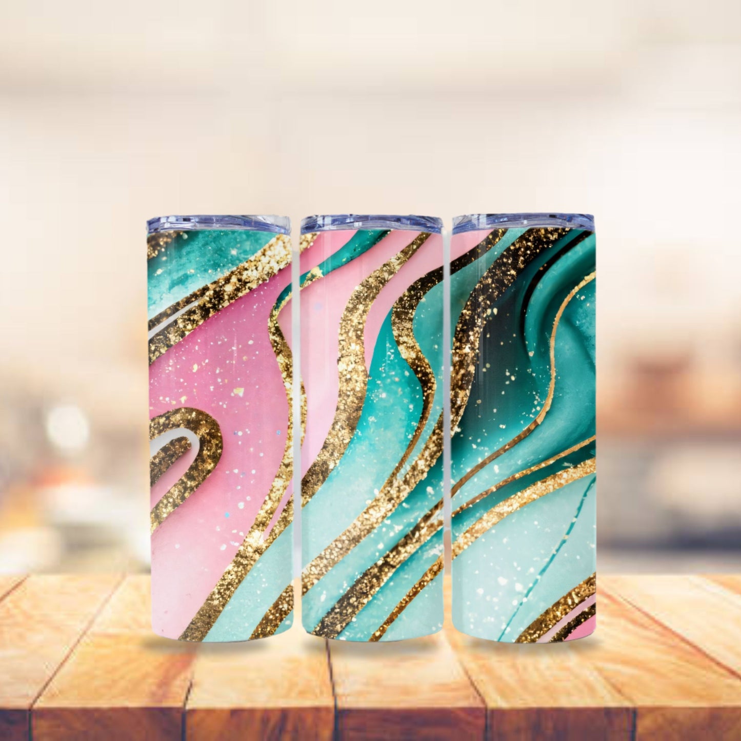 Pink & Gold Glitter Tumbler Wrap 20oz Skinny Tumbler Sublimation Design Digital Download PNG Colorful Vibrant Tumbler Design