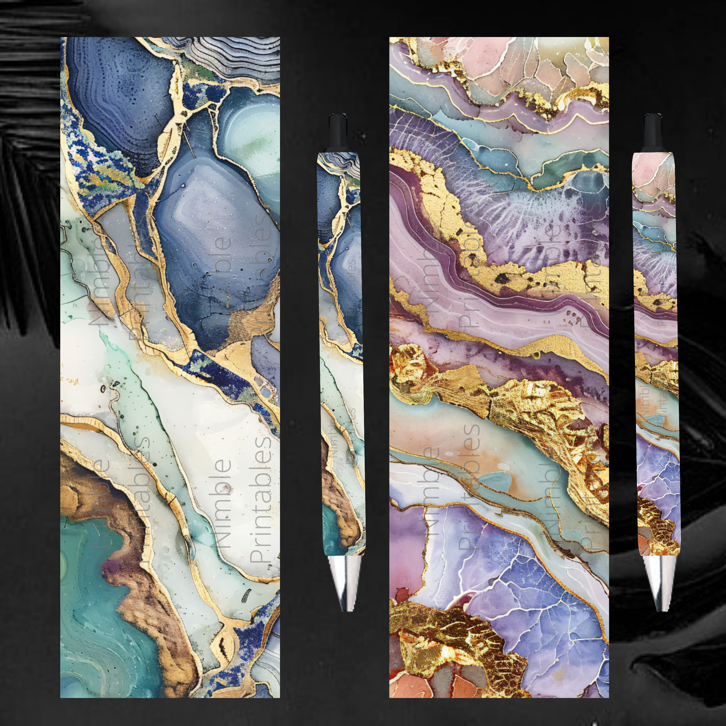 Pen Wraps PNG, Marble PNG, Pen Wrap Waterslide, Ink Joy pen wraps, Glitter pen wraps, Kintsugi PNG, Digital Downloads, Instant Download