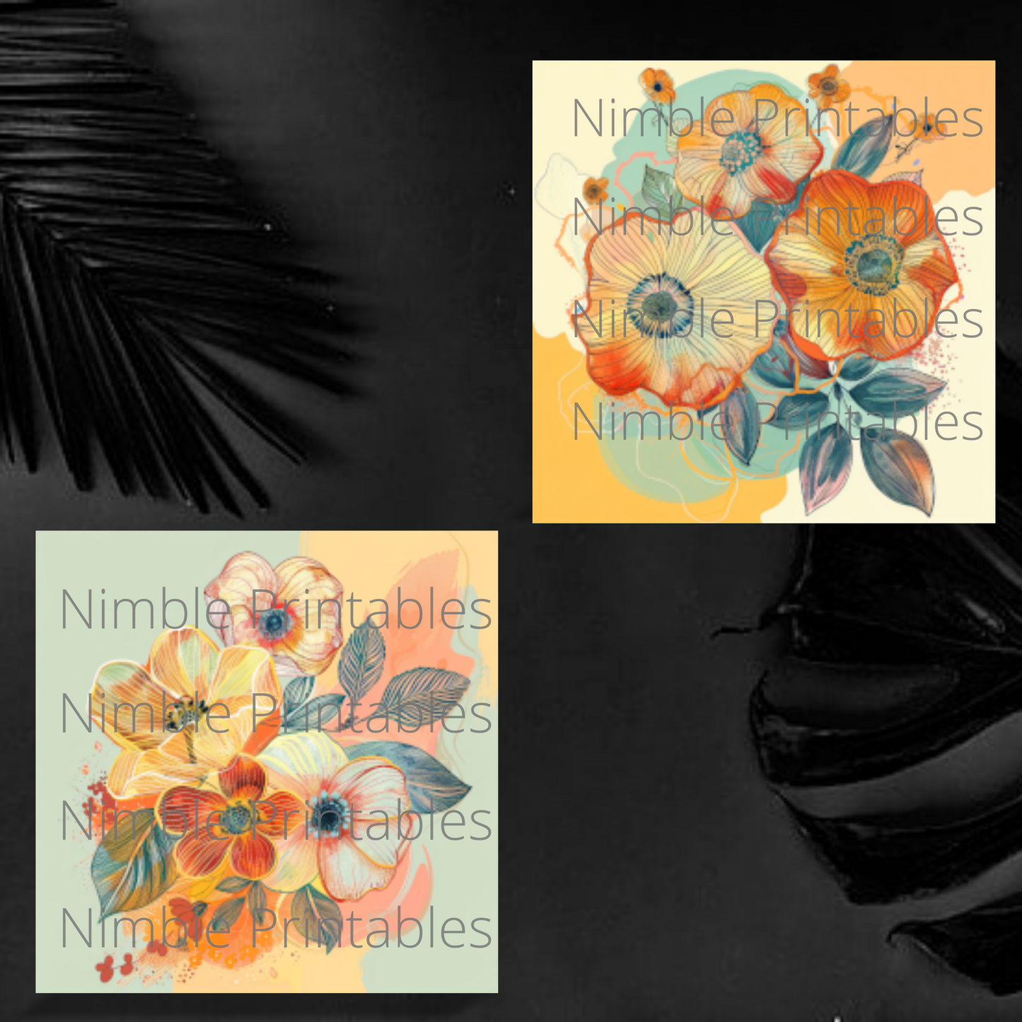 Vintage Boho Floral Square Coaster PNG, Coaster Bundle, Floral png, Boho PNG, Instant Downloads Sublimation Design