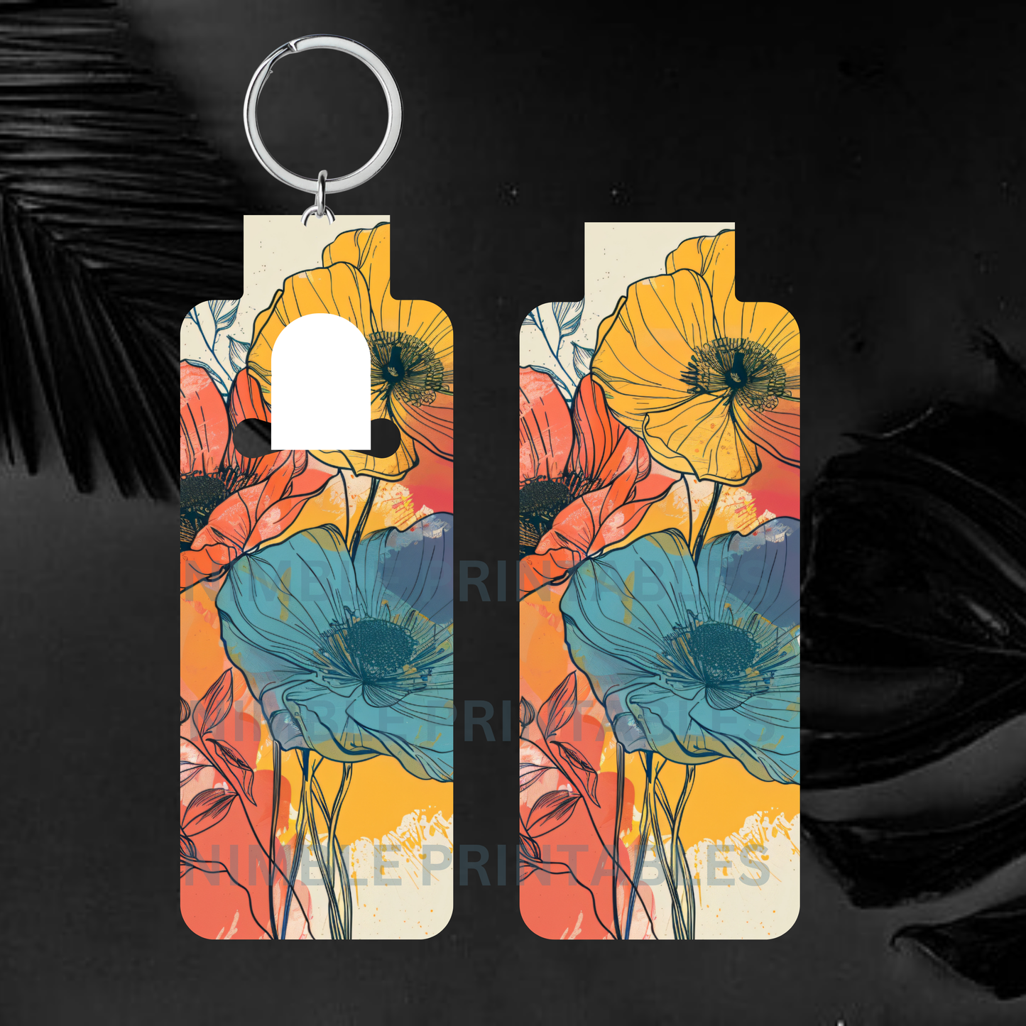 Vintage Boho Floral Skinny Lip Balm Sublimation Bundle Skinny Lip Balm Holder PNG Key Ring Tag Fob Digital Downloads, Instant Download