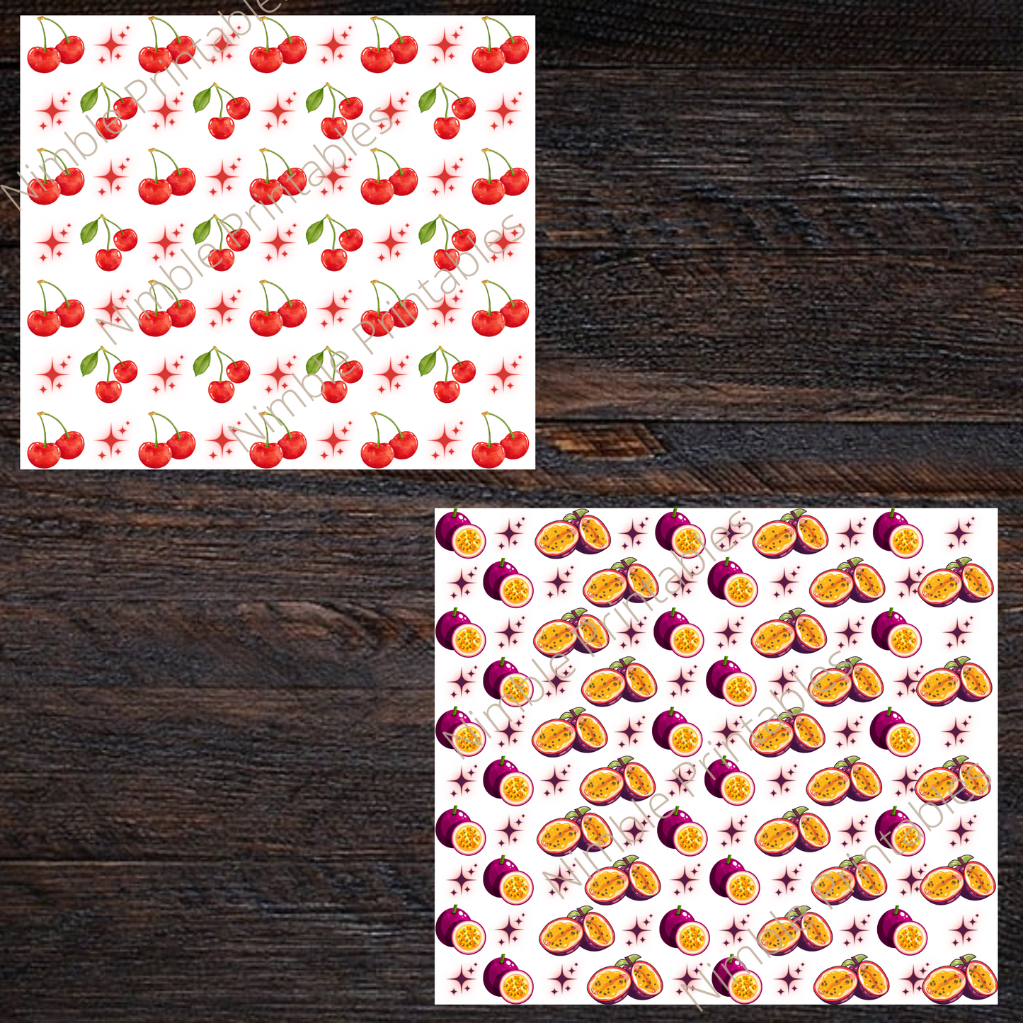 Fruit Print Tumbler Wrap Bundle, 20z Skinny Tumbler Sublimation Design Digital Download, Cherry PNG, Watercolor Print, Passion Fruit Print