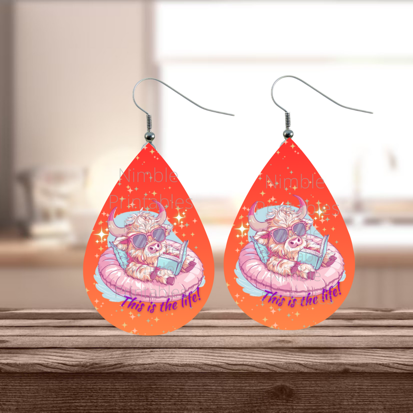 Teardrop Earring PNG Highland Cow Earrings Bundle PNG Sublimation Earring Designs Digital Download Instant Download Summer PNG