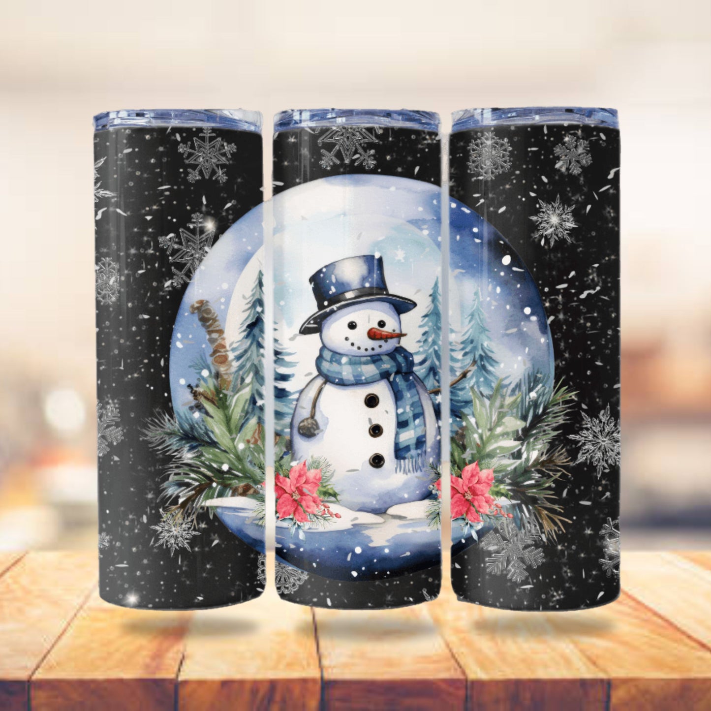 Snowman Snowglobe Tumbler Wrap 20z Skinny Tumbler Sublimation Design Digital Download PNG Snowman PNG