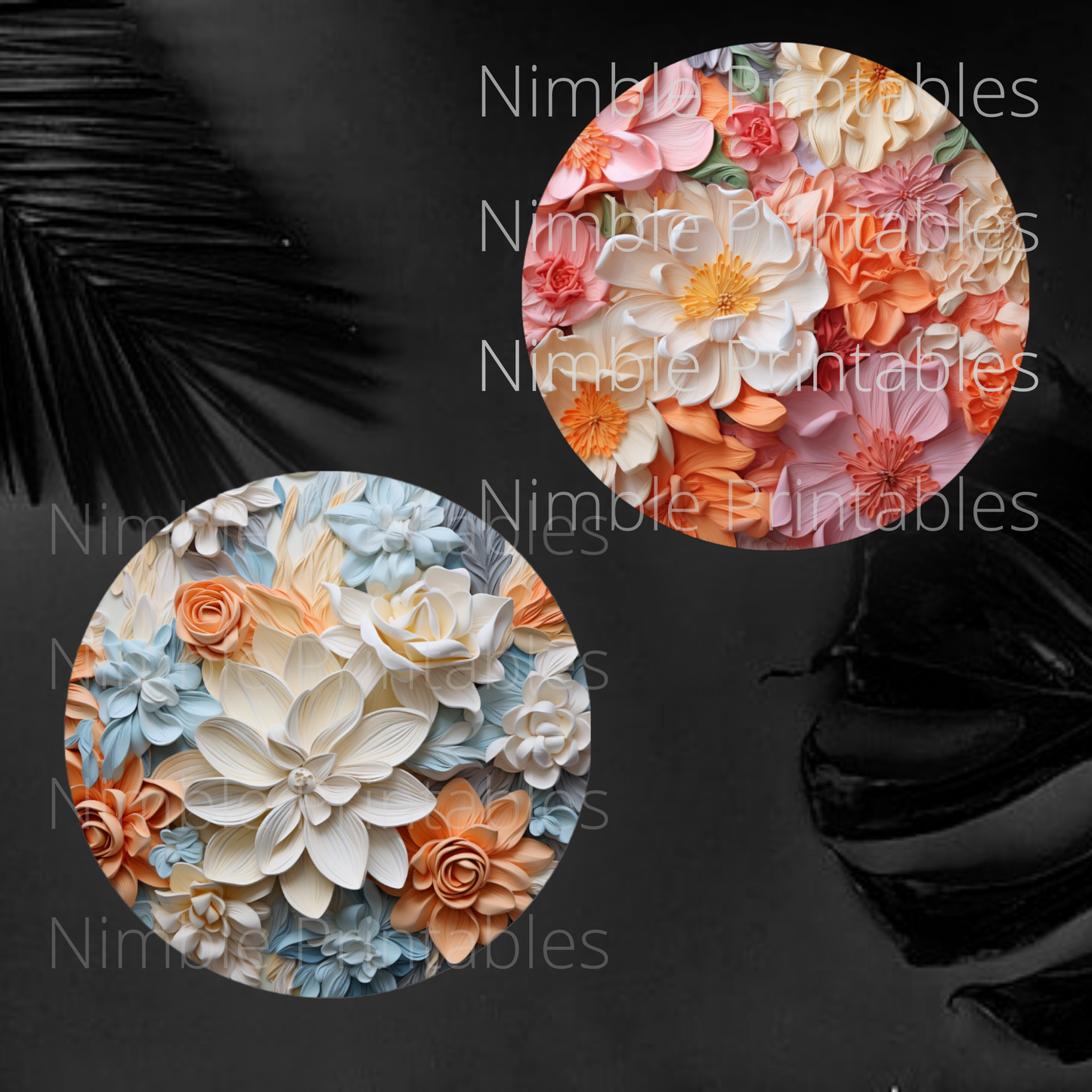 3D Floral Car Coaster PNG, Floral PNG, Car Coaster PNG, Instant Downloads Sublimation Design Car Accessories